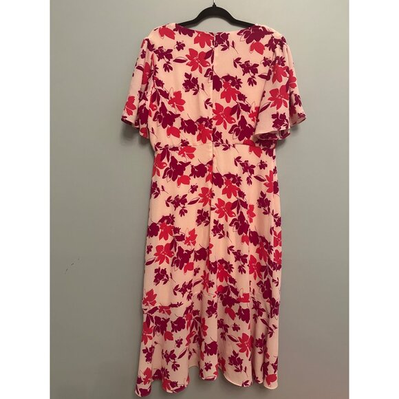 Liz Clairbone Floral Midi Trumpet Dress Pink Size 14 - Picture 5 of 6